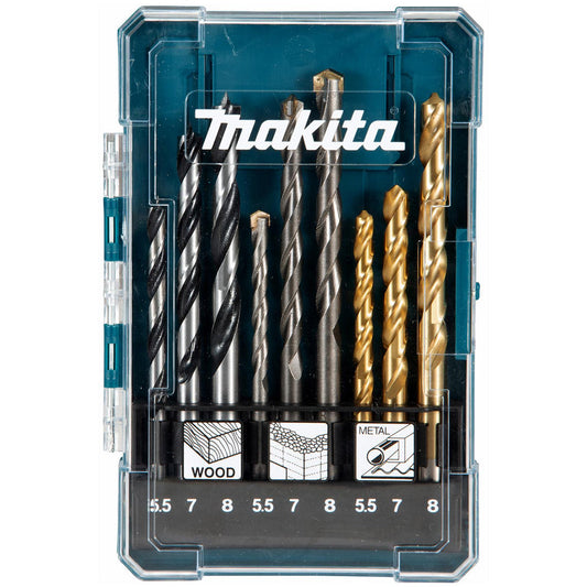 Makita 13-Piece Drill Bit Set – Multi-Material Kit (Wood, Metal & Concrete)